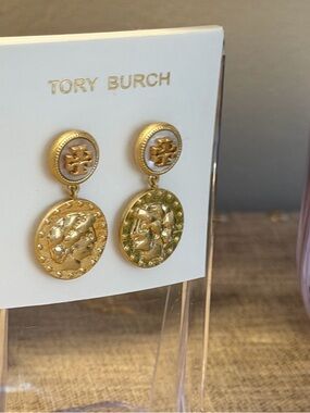 Tory Burch Gold-Tone Medallion Drop Earrings